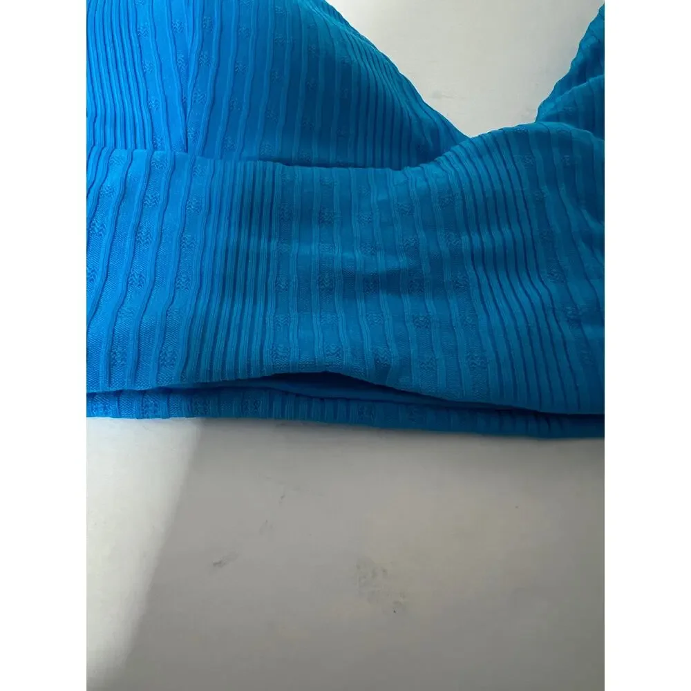 NWT L*Space Women's Ribbed Pointelle Winnie Bikini Swim Top Electric Blue SZ XS